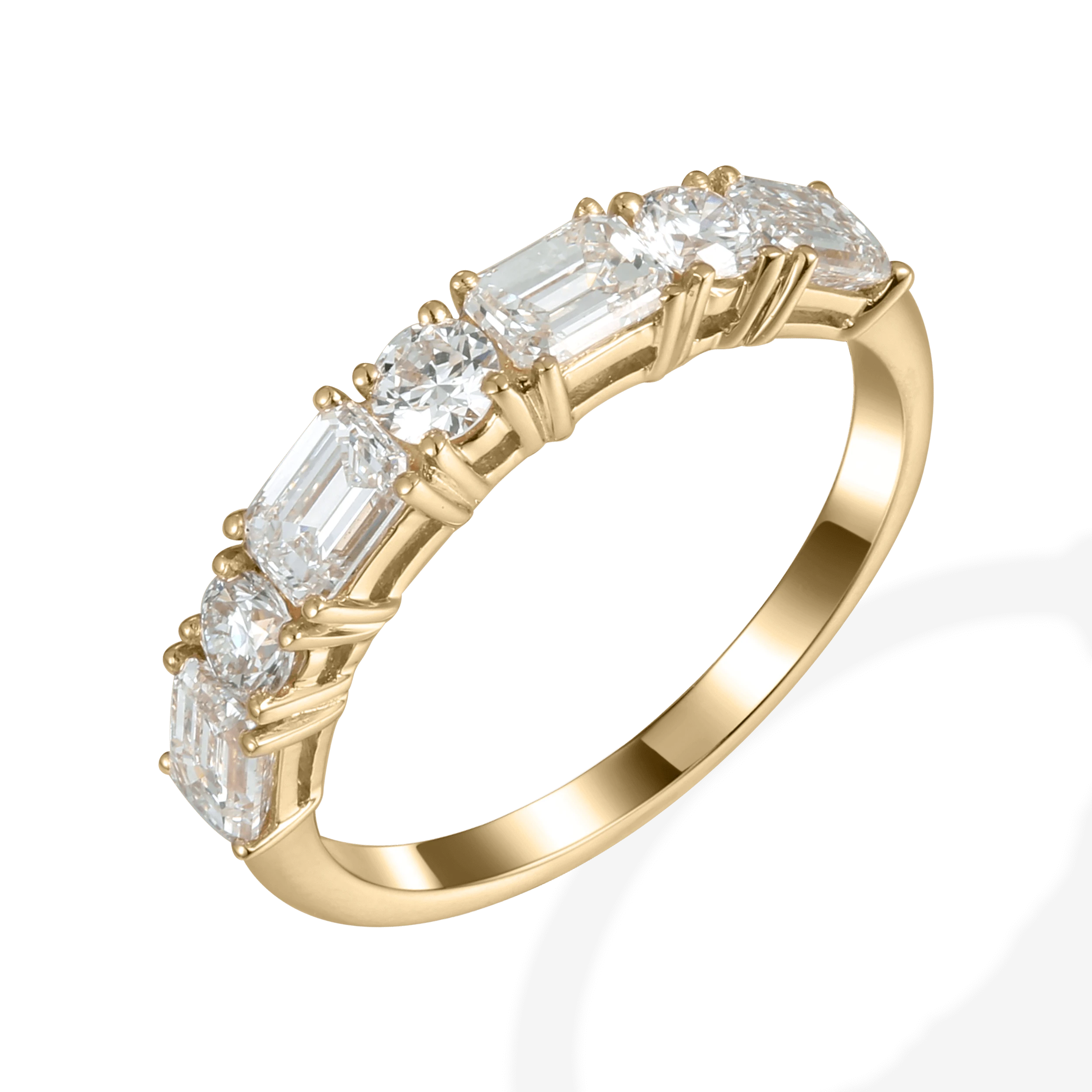 Sparkrail emerald diamond half eternity ring